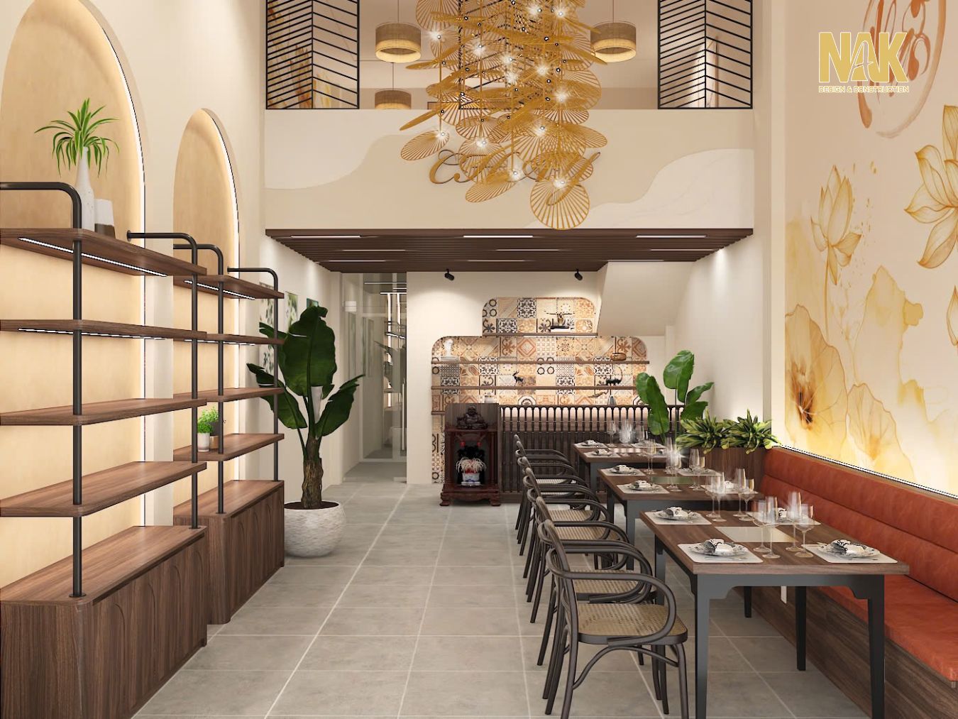 thiết kế nội thất nhà hàng chay